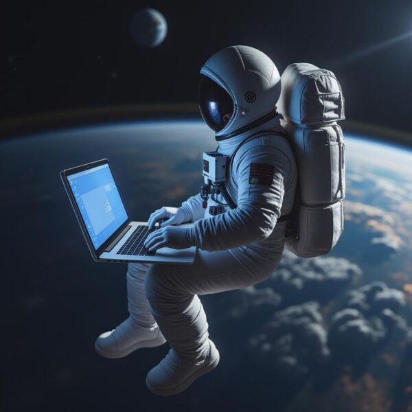 Astronaut Using Windows 11 in Space